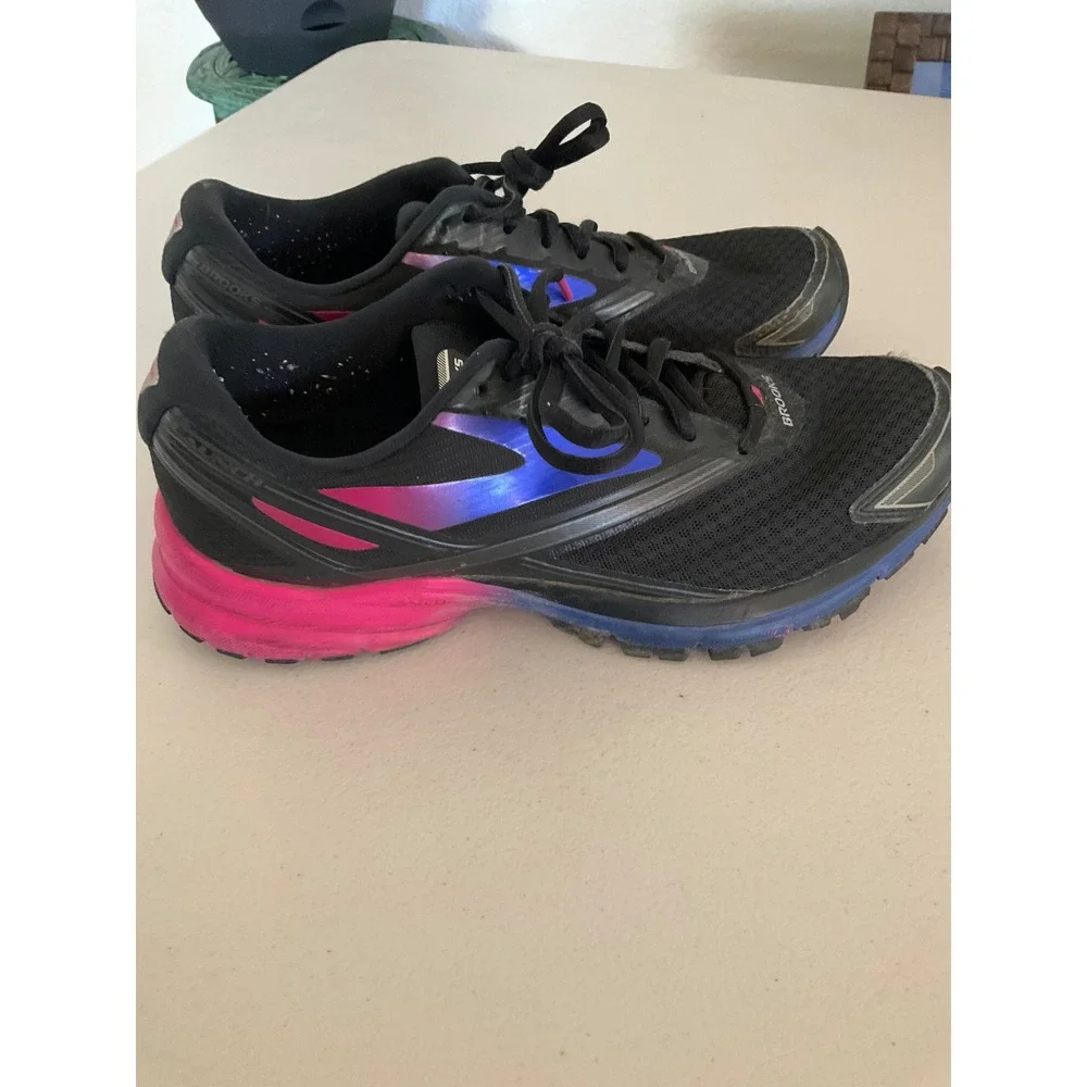 Brooks Launch 4 Running Shoes Womens 9 Black Pink Blue Iridescent 1202341B011